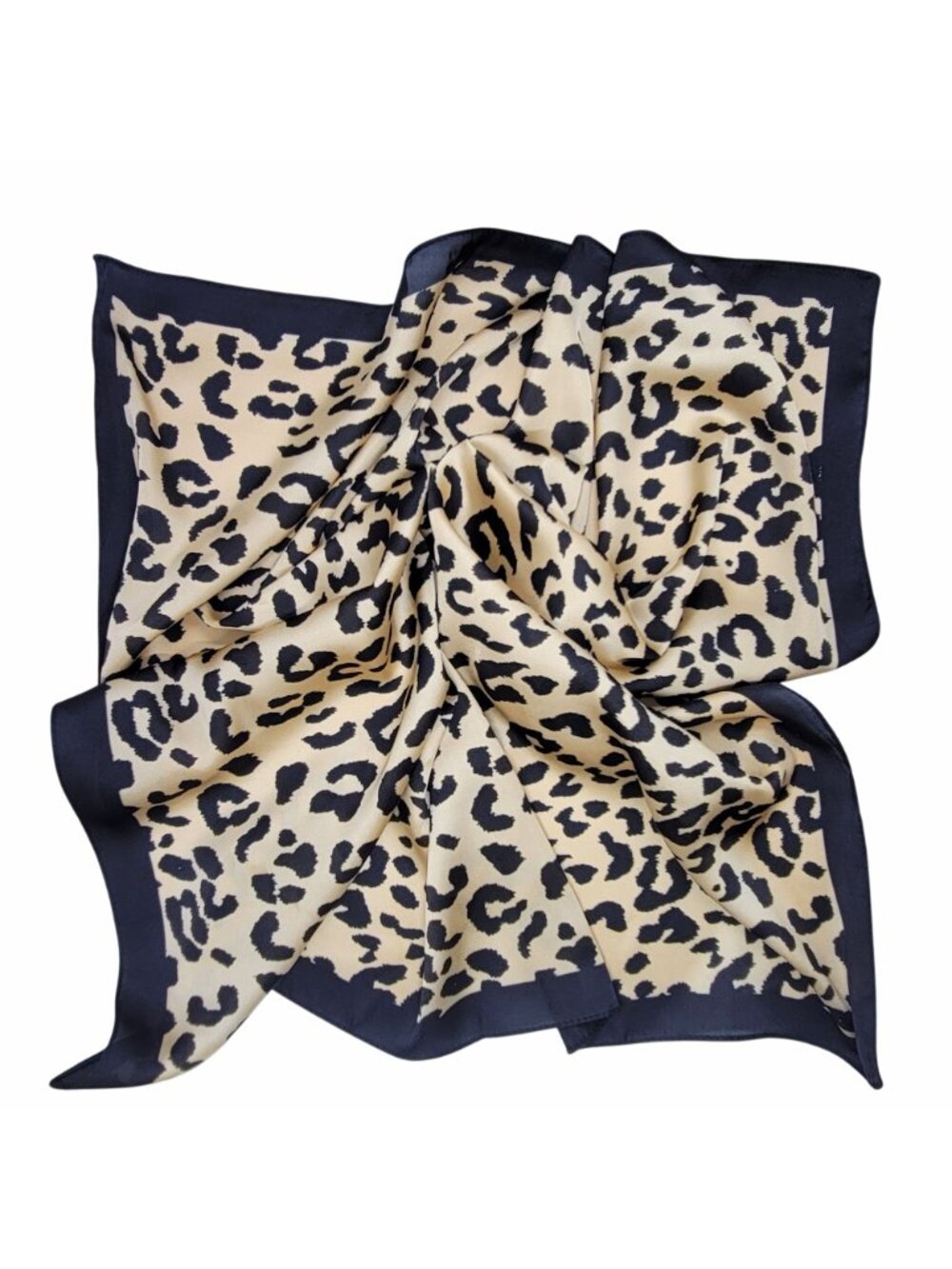 ✨Elegant Bandana Square Scarf Silky Satin Cheetah Print Leopard Head Neck New - Picture 5 of 6